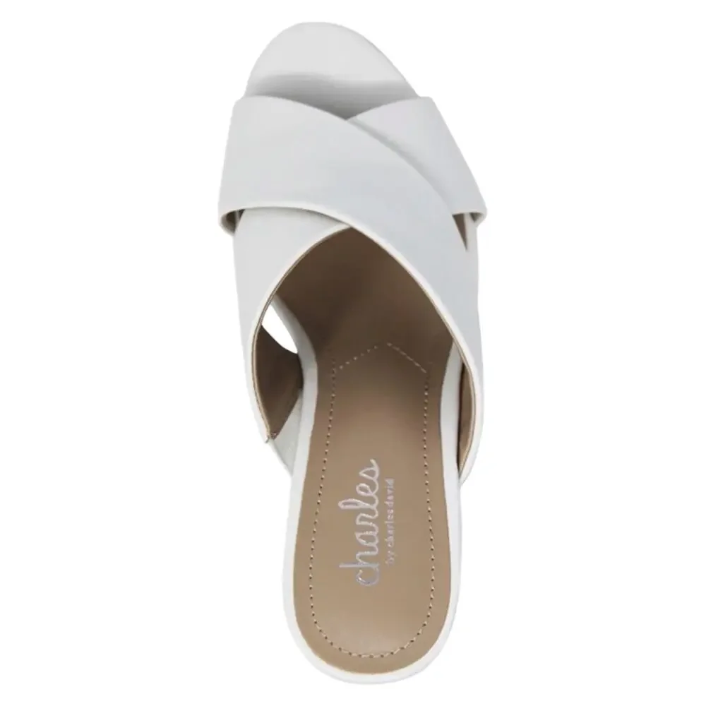Charles By Charles David Wedge Platform White Sandal Size 11 Latrice Cork New